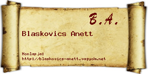 Blaskovics Anett névjegykártya